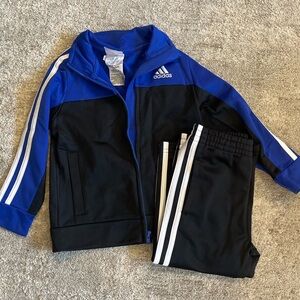 adidas Blue and Black Kids Track Jacket with Matching Pants